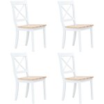 Vidaxl - chaises � manger lot de 4 blanc et bois clair bois h�v�a massif