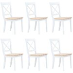 Vidaxl - chaises � manger lot de 6 blanc et bois clair bois h�v�a massif