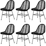 Vidaxl - chaises  manger lot de 6 noir rotin naturel
