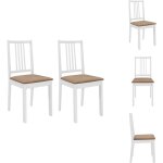 Vidaxl - chaises � manger avec coussins lot de 2 blanc bois solide - chaise de salle � manger - chaises ...