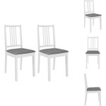 Vidaxl - chaises � manger avec coussins lot de 2 blanc bois solide - chaise de salle � manger - chaises ...