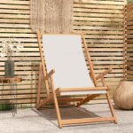 Vidaxl - chaise de plage pliable bois de teck solide cr�me