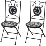 Vidaxl - chaises pliables de bistro 2 pcs c�ramique noir et blanc