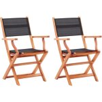 Vidaxl - chaises pliables de jardin lot de 2 noir eucalyptus textil�ne