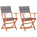 Vidaxl - chaises pliables de jardin lot de 2 gris eucalyptus textilne