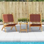 Vidaxl chaises pliables de jardin lot de 2 et table rouge bois massif