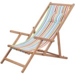 Vidaxl ? chaise de camping pliable en bois d'eucalyptus ? inclinable 3 positions ? tissu imperm�able ...