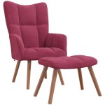 Chaise de relaxation avec repose - pied rouge bordeaux velours Chaise de relaxation avec repose - pied rouge bordeaux velours