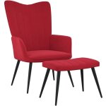 Chaise de relaxation avec tabouret rouge bordeaux velours vidaxl