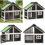 Chenil gris 96x60, 5x87 cm bois de pin solide - niche pour chien - chenil extrieur - abri pour chien ...