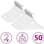 Cintres antid�rapants 50 pcs blanc bois dur vidaxl