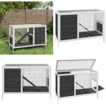 Clapier gris 103x44x69, 5 cm bois de pin massif - clapier lapin - abri lapin - cage lapin - animal domestique ...