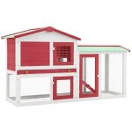 Clapier large d'extrieur rouge et blanc 145x45x84 cm bois