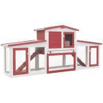 Vidaxl - clapier large d'extrieur rouge et blanc 204x45x85 cm bois