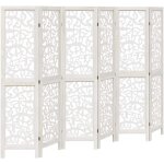 Vidaxl ? cloison de s�paration paravent 6 panneaux blanc ? bois de paulownia massif ? dimensions 210 ...