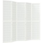 Cloison de sparation pliable 5 panneaux 200x170 cm blanc