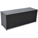 Vidaxl ? coffre de jardin noir 150x50x60 cm ? r�sine tress�e avec cadre en acier ? capacit� 160 kg ? ...