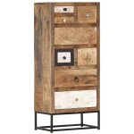 Vidaxl ? commode en bois de r�cup�ration massif 45 x 30 x 105 cm ? 8 tiroirs ? pieds en acier enduit ...