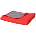 Vidaxl couvre - lit matelass� double - face rouge et gris 170x210 cm