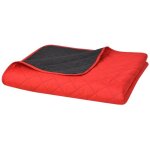 Vidaxl couvre - lit matelass� double - face rouge et noir 170x210 cm