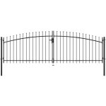 Vidaxl ? double portail fer et acier 400 x 175 cm ? haut sous forme de lance ? acier enduit de poudre ...