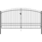 Vidaxl ? double portail en acier 400 x 248 cm ? finition enduite de poudre ? barres verticales avec pointes ...