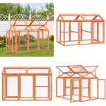 Enclos animaux marron 141x94x104 cm bois massif de pin - enclos animal - cage animal - abri animal - ...