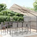 Vidaxl - ensemble de bar de jardin 11 pcs avec coussins gris poly rotin