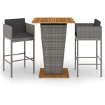 Vidaxl - ensemble de bar de jardin 3 pcs et coussins rsine tresse gris