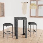 Vidaxl - ensemble de bar de jardin 3 pcs et coussins r�sine tress�e gris