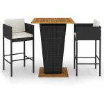 Ensemble de bar de jardin 3 pcs et coussins rsine tresse noir vidaxl