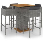 Vidaxl - ensemble de bar de jardin 5 pcs et coussins rsine tresse gris