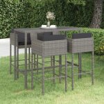 Vidaxl - ensemble de bar de jardin 5 pcs et coussins r�sine tress�e gris