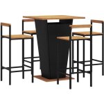 Vidaxl - ensemble de bar jardin 5 pcs noir poly rotin / bois massif acacia