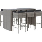 Vidaxl - ensemble de bar de jardin 7 pcs avec coussins gris poly rotin