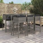 Vidaxl - ensemble de bar de jardin 7 pcs avec coussins gris poly rotin