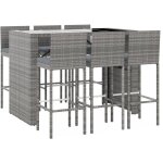 Ensemble de bar de jardin 7 pcs avec coussins gris poly rotin vidaxl