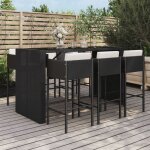 Vidaxl - ensemble de bar de jardin 7 pcs avec coussins noir poly rotin
