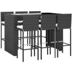 Vidaxl - ensemble de bar de jardin 7 pcs avec coussins noir poly rotin