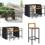 Ensemble de bar jardin 7 pcs noir poly rotin / bois massif acacia - meubles de jardin - salon de jardin ... Ensemble de bar jardin 7 pcs noir poly rotin / bois massif acacia - meubles de jardin - salon de jardin ...