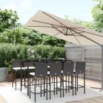 Vidaxl ensemble de bar de jardin 9 pcs avec coussins noir poly rotin