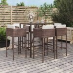 Vidaxl - ensemble de bar de jardin avec coussins 7 pcs marron poly rotin
