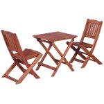 Vidaxl ? ensemble de bistro 3 pcs pour enfants en bois d'eucalyptus massif ? pliable pour rangement facile ...