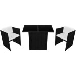 Vidaxl - ensemble de bistrot 3 pcs avec coussins rsine tresse noir