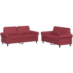 Vidaxl ensemble de canaps 2 pcs et coussins rouge bordeaux similicuir
