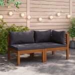 Vidaxl - ensemble de canap�s 2pcs avec coussins gris fonc� acacia solide