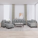 Vidaxl ? ensemble de canap�s 4 pcs gris clair ? tissu 100% polyester ? dimensions 198x77x80 cm ? repose ...