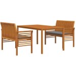 Vidaxl - ensemble � manger d'ext�rieur 3 pcs et coussins acacia solide