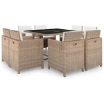 Vidaxl - ensemble � manger d'ext�rieur et coussins 9 pcs r�sine tress�e