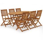 Vidaxl - ensemble � manger d'ext�rieur pliable 7pcs bois d'acacia solide